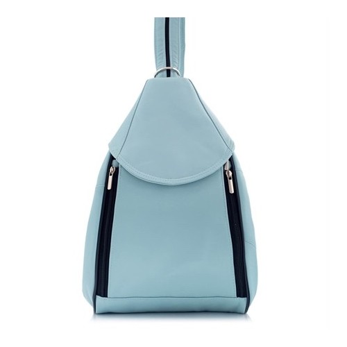 blekitny plecak torebka skorzany